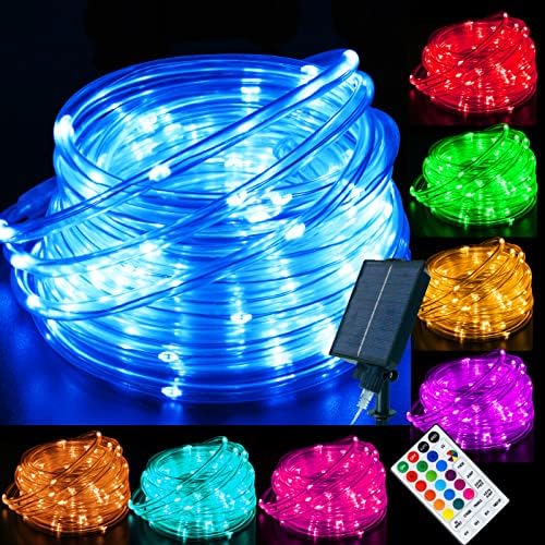 18 Színek 33FT Napenergia Kötél Lámpák Kültéri Vízálló LED, színváltó 100 LED-es Kötél, Fények, Kék, Zöld,