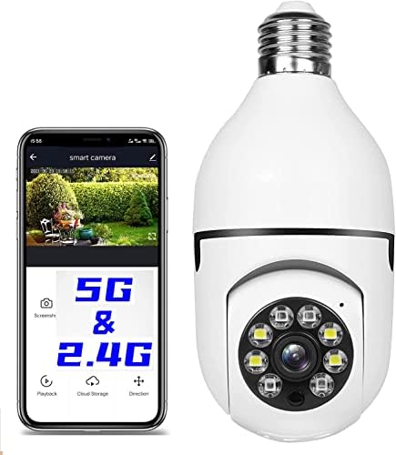 Villanykörte Biztonsági Kamera 2,4 GHz-es & Vezeték nélküli WiFi Kültéri, 1080P Lámpa Foglalat, Beltéri