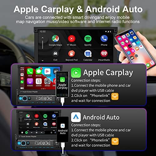 ASTSH Egységes Din autórádió Apple Carplay, Android Auto, 7 Col, Bluetooth kihajtható Fej Egység DSP,
