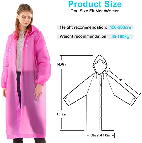 Esőkabát [2 Csomag], Újrahasznosítható, Könnyű Eső Kabát, Köpeny Felnőttek számára, Nők, Férfiak, Motorháztető