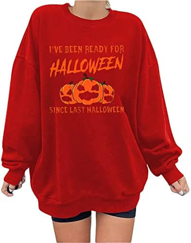 Már Halloween Melegítőfelső Női Tök Grafikus Hosszú Ujjú Tshirts Vicces Levelet Pulóver Nyomtatás Maximum