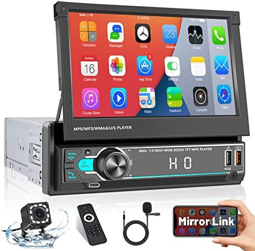 Roinvou Egységes Din kihajtható Autó Hifi, 7 érintőképernyő, Bluetooth autórádió Tükör Link, C-Típusú/USB-Gyors