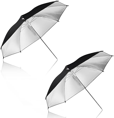2 Csomag Fotózás Esernyő Világítás Készlet, 43inch Fekete & Reflektor Ezüst Ernyő, Stúdió/Kültéri Fotó,