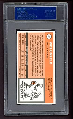 1970 Topps 72 Wes Unseld Baltimore Golyók (Varázslók) (Kosárlabda Kártya) PSA a PSA 7.00 Golyók (Varázslók)