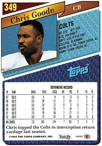 1993 Topps Arany Foci 349 Chris Goode Indianapolis Colts Hivatalos NFL Trading Card Párhuzamos A Topps