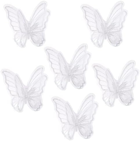 6 Db Pillangó Csipke Szegéllyel Dupla Réteg Csipke Anyagból 3D Pillangó Dekoráció Applied Foltok Pillangó