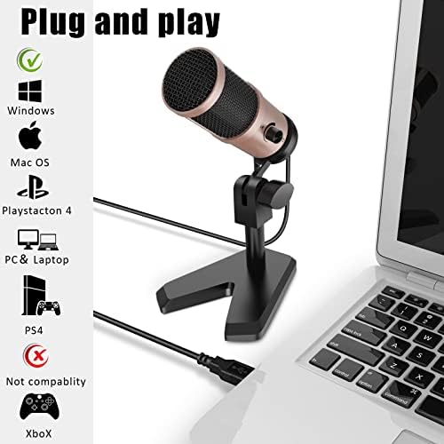 Venoro USB Mikrofon,Plug & Play Podcast Mikrofon,Kondenzátor Felvétel PC Mikrofon zajszűrő Játék Mic Streaming