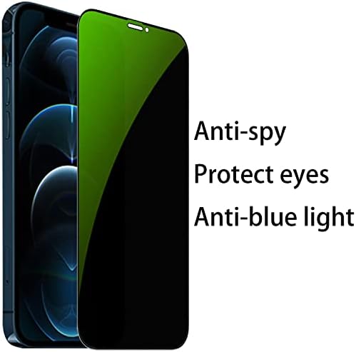 BWEDXEZ 2 Csomag Anti-Kék Adatvédelmi Edzett Üveg Ruha iPhone 12 Pro Max Anti-Spy képernyővédő fólia Anti-Kukkoló