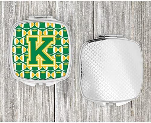 Caroline Kincsek CJ1069-KSCM Levelet K Labdarúgó-Zöld-Arany Kompakt Tükör , Dekoratív Utazási Smink Tükör