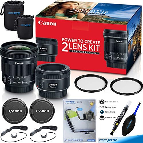 Canon Álló és Utazási Két Lencse Készlet, 50mm f/1.8 10-18mm Lencsék - Alku-Expo Tartozékok Csomag