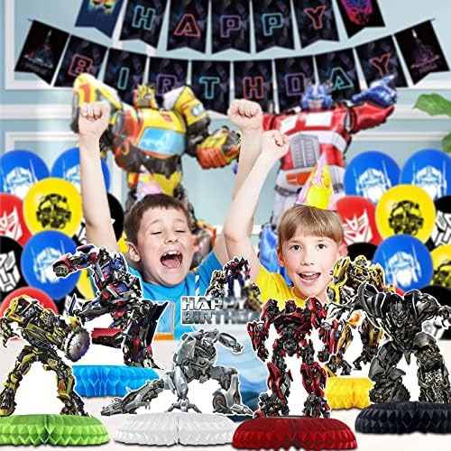 Transformers Születésnapi Party Kellékek, 6db Autó Robot Téma asztali Díszek Honeycomb Asztaldíszek, Photo