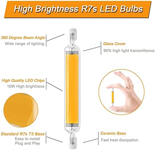 6 Pack LED Izzó R7s 78mm, 10W Szabályozható T3 LED Izzók, 100W Halogén Izzók Egyenértékű, Nagy Fényerejű,