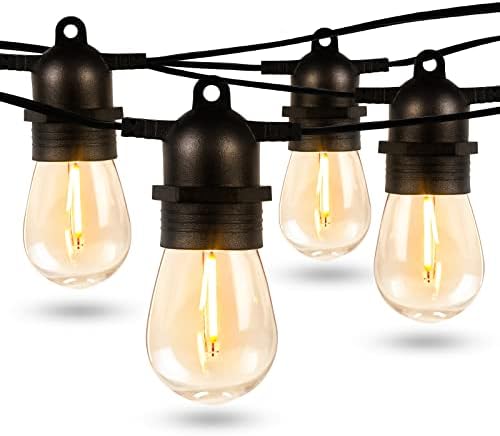 Lepro S14 Szabadtéri String Fények, 50ft Lóg Kerti Lámpák 15 Törhetetlen Edison LED Izzók, Vízálló Kereskedelmi