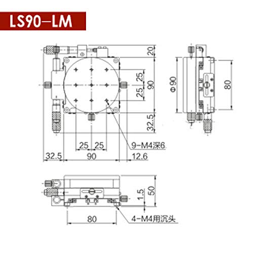 WELLVEUS XYR Lineáris Szakasz LS90-LM Mikrométer Dia Táblázat 0.01 mm Pontosságú Mikrométer Finomhangolás
