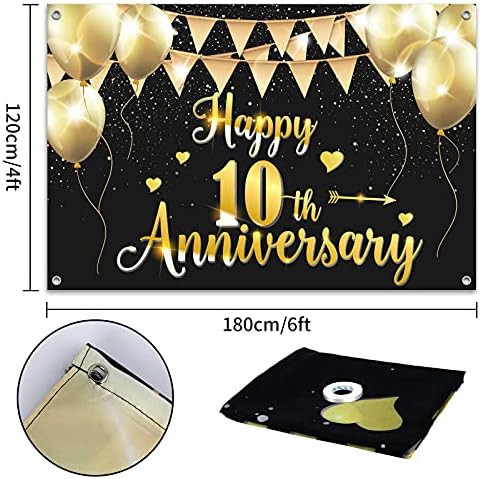 HAMIGAR 6x4ft Boldog 10th Anniversary Banner Háttérben - 10 házassági Évforduló Dekoráció, Party Kellékek