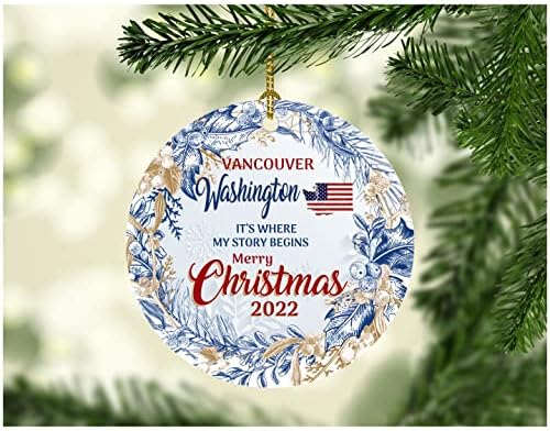 Boldog Karácsonyi Dísz Fa 2022 Vancouver Washington Díszek, Ahol A Történet Kezdődik, Vancouver WA Város