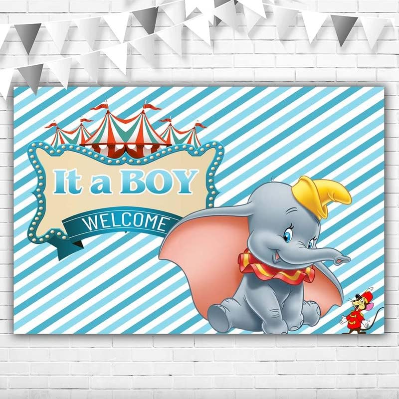HASONLÓ Dumbo Hátteret Baba Zuhany 5x3ft Kék Háttér Fiú Elefánt Háttér Vinil Cirkuszi Sátor Dumbo Téma