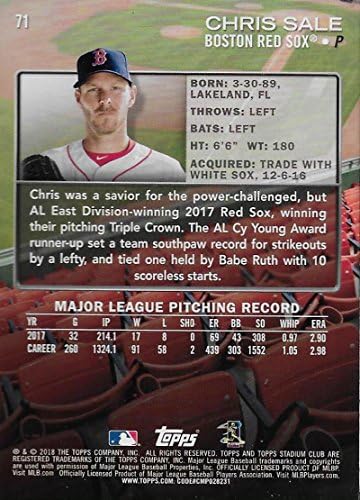 2018 Topps Stadion Club 71 Chris Eladó Boston Red Sox Baseball Kártya - GOTBASEBALLCARDS