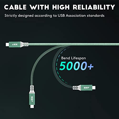 AKIE USB 4.0 Kábel, 2.6 ft Támogatja 40Gbps Adatátvitel, valamint 100W Gyors Töltés, Nylon Fonott USB-C