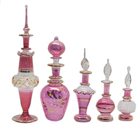 Készlet 5 Egyiptomi Parfümös Üveg Üveg (Rózsaszín Gyűjtemény)