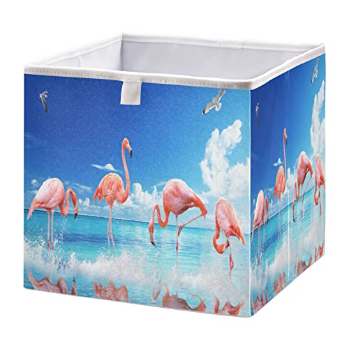 Rózsaszín Flamingók Tenger Kocka tárolóban Összecsukható Tárolók Vízálló Játék Kosár Kocka Szervező Ládákat