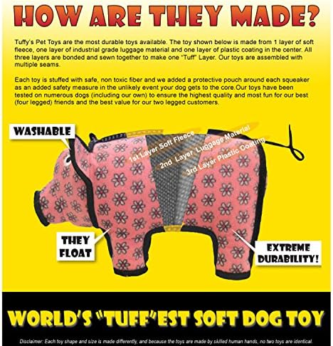 TUFFY - Világ Tuffest Puha Kutya Játék - Végső 4Way Gyűrű Piros Mancs - Squeakers - Több Rétegben. Készült