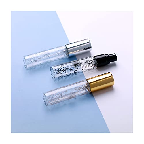 10ml Levél Nyomtatott Dekoratív Mintás Üveg Parfüm, Üveg Porlasztó Üres Mini Újratölthető Palackok,Ezüst