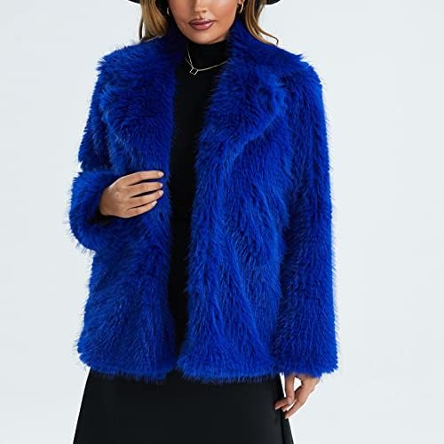 COKUERA Női Divat Plüss Kabát Kardigán Télen Meleg, Hosszú Ujjú Zip Fleece Kabát Esztétikai egyszínű Kabát