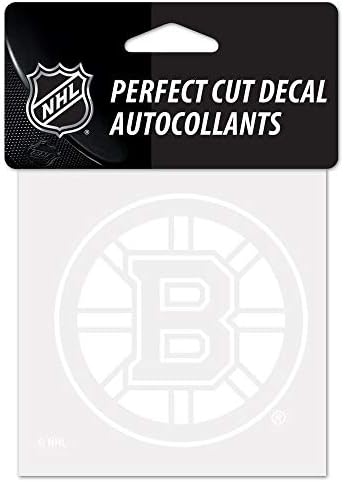 WinCraft NHL-Boston Bruins 4x4 Tökéletes Vágott Fehér Matrica, Egy Méret, a Csapat Színe