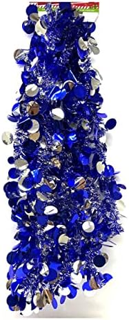 Kék & Ezüst Fényes Kör alakú Dísz Lóg Karácsonyi Fesztivál Talmi Garland - 2DB (Kék)