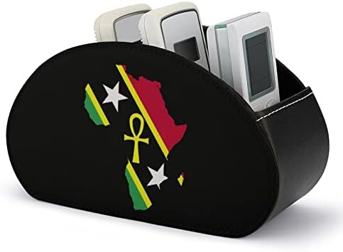 Ankh-Afrikai Térkép Saint Kitts And Nevis Zászló PU Bőr Távirányító Tartót Asztali Tároló Szervező Doboz