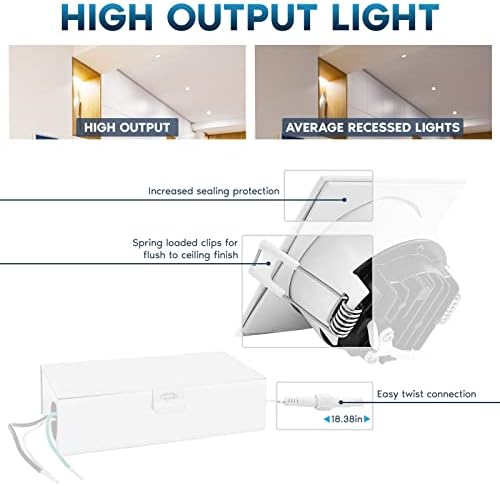 LUXRITE 3 Inch Tér Süllyesztett LED Mennyezeti Lámpa csatlakozó Doboz, 10W, 5CCT Választható 2700K/3000K/3500K/4000K/5000K,