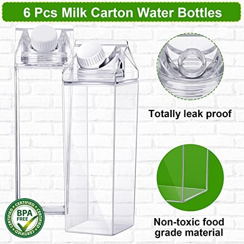 6 Db tejesdoboz Víz, Üveg, Műanyag Tejes Üveg Elegáns Újrafelhasználható Négyzetméter Üveg Vizet Hordozható