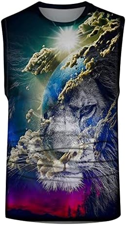 XXBR Férfi Katona, Ujjatlan póló, Nyár Utca 3D Tigris Oroszlán Láng Nyomtatás Tartály Tetejét Edzés Izom